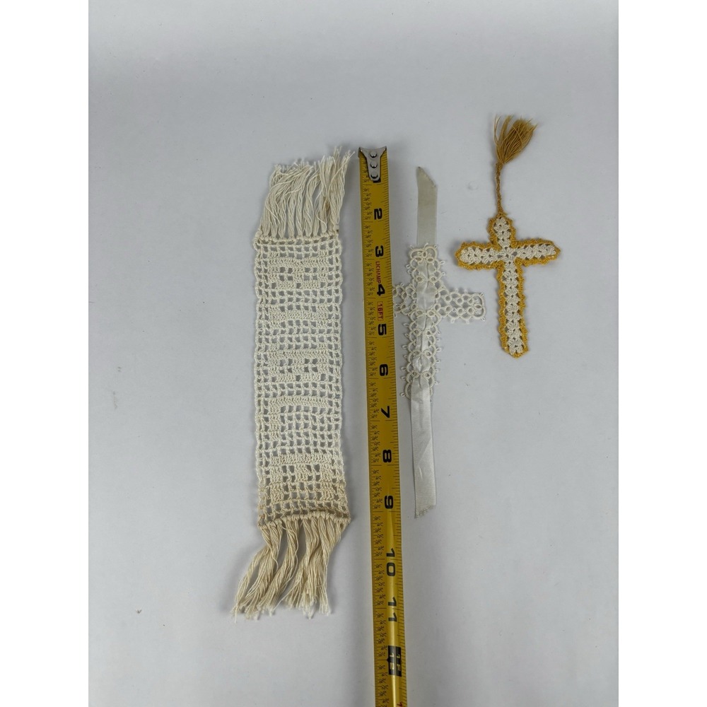 Vintage Crocheted Religious Cross Bookmarks Bible Church Handmade Lot (3) - Picture 5 of 7